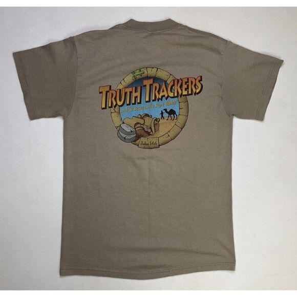 VINTAGE Truth Trackers Secret Stone Tablets T-shirt Men Medium God Jesus 14:6 - Picture 1 of 6